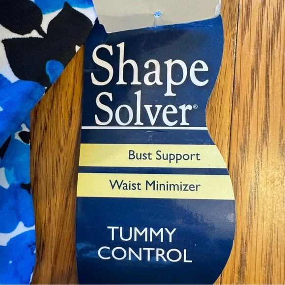 NEW SHAPE SOLVER floral tummy control one piece swimsuit in blue black‎ size 6 - Picture 4 of 6